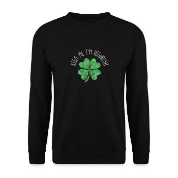 Kiss Me Im Highrish Irish St Patricks Day Gras - Unisex Pullover - Schwarz - Vorne - Alina (178cm) & Michal (187cm)