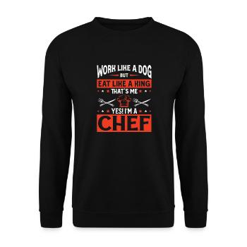 Travailler comme un chien qui mange comme un roi - Sweat-shirt Unisexe - noir - Devant - Alina (178cm) & Michal (187cm)