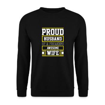 Proud Husband of a Freaking Awesome Wife Car - Unisex Sweatshirt - black - Front - Alina (178cm) & Michal (187cm)
