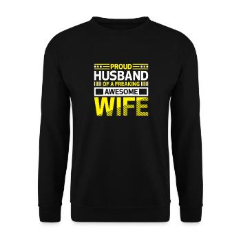 Proud Husband of a Freaking Awesome Wife Belief - Unisex Sweatshirt - black - Front - Alina (178cm) & Michal (187cm)