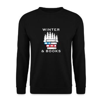 Buchlesung Winter Natur Landschaft Schnee - Unisex Pullover - Schwarz - Vorne - Alina (178cm) & Michal (187cm)