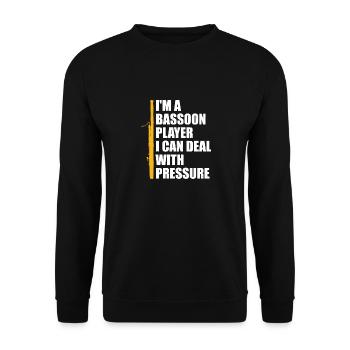 Bassoon -Spieler Bassoonist Marschband - Unisex Pullover - Schwarz - Vorne - Alina (178cm) & Michal (187cm)