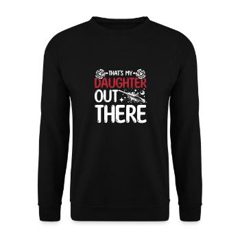 That's my daughter out there cricket daughter - Unisex Pullover - Schwarz - Vorne - Alina (178cm) & Michal (187cm)