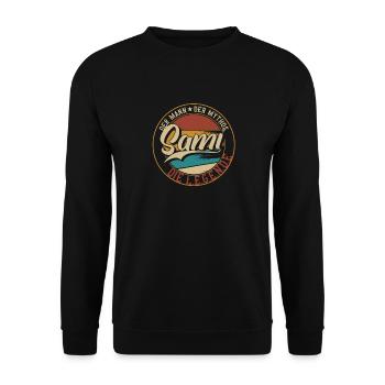 Sami Der Mann der Mythos die Legende Geschenk - Unisex Pullover - Schwarz - Vorne - Alina (178cm) & Michal (187cm)