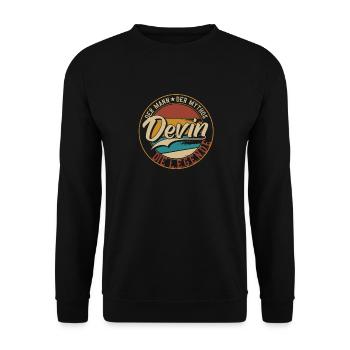 Devin Der Mann der Mythos die Legende Geschenk - Unisex Pullover - Schwarz - Vorne - Alina (178cm) & Michal (187cm)