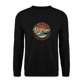 Baran Der Mann der Mythos die Legende Geschenk - Unisex Pullover - Schwarz - Vorne - Alina (178cm) & Michal (187cm)