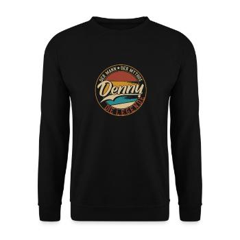 Denny Der Mann der Mythos die Legende Geschenk - Unisex Pullover - Schwarz - Vorne - Alina (178cm) & Michal (187cm)