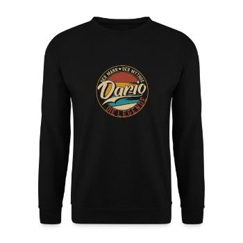 Dario Der Mann der Mythos die Legende Geschenk - Unisex Pullover - Schwarz - Vorne - Alina (178cm) & Michal (187cm)