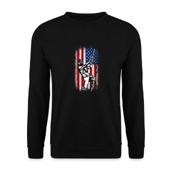 Usa American Flag Patriotic Cricket 4th of july - Unisex Pullover - Schwarz - Vorne - Alina (178cm) & Michal (187cm)