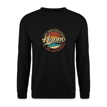 Hanno Der Mann der Mythos die Legende Geschenk - Unisex Pullover - Schwarz - Vorne - Alina (178cm) & Michal (187cm)