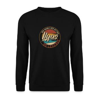 Ilyas Der Mann der Mythos die Legende Geschenk - Unisex Pullover - Schwarz - Vorne - Alina (178cm) & Michal (187cm)