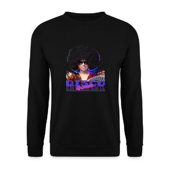 Disco Queen Discoqueen Clubbing 90er 70er Party - Unisex Pullover - Schwarz - Vorne - Alina (178cm) & Michal (187cm)