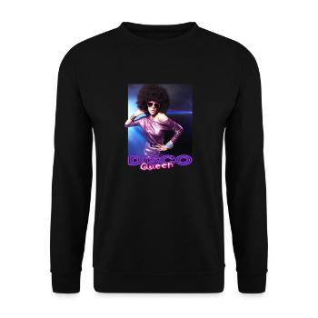 Disco Queen Discoqueen Clubbing 90er 70er Party - Unisex Pullover - Schwarz - Vorne - Alina (178cm) & Michal (187cm)