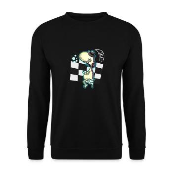 Axolotl Skaxolotl Ska with Hat - Unisex Sweatshirt - black - Front - Alina (178cm) & Michal (187cm)