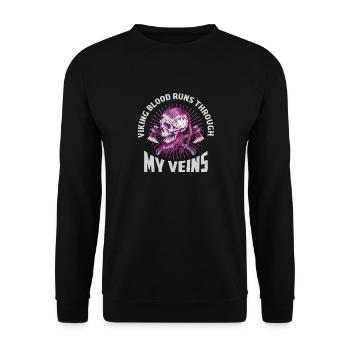 Viking Blood Runs Through My Veins Norse Odin - Unisex Pullover - Schwarz - Vorne - Alina (178cm) & Michal (187cm)