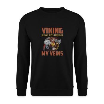 Viking Blood Runs Through My Veins Odin Norse - Unisex Pullover - Schwarz - Vorne - Alina (178cm) & Michal (187cm)