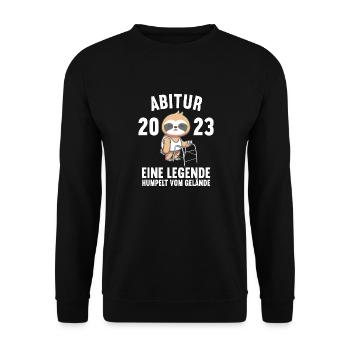 Ein echte Legende verlässt Gelände Abitur Abi 2023 - Unisex Pullover - Schwarz - Vorne - Alina (178cm) & Michal (187cm)
