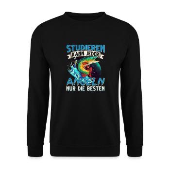 Studieren Kann Jeder Angeln nur die Besten - Unisex Pullover - Schwarz - Vorne - Alina (178cm) & Michal (187cm)