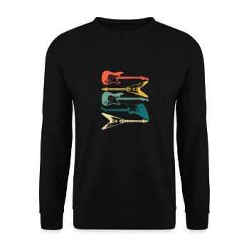 Guitar Rock Music For Guitarists Retro 80s 90s - Unisex Sweatshirt - black - Front - Alina (178cm) & Michal (187cm)