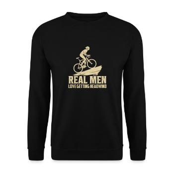 Les vrais hommes adorent avoir le vent de face à vélo - Sweat-shirt Unisexe - noir - Devant - Alina (178cm) & Michal (187cm)