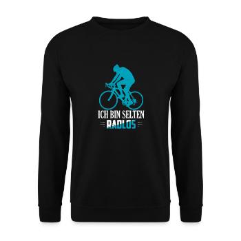 Ich bin selten Radlos Radsport Fahrrad - Unisex Pullover - Schwarz - Vorne - Alina (178cm) & Michal (187cm)
