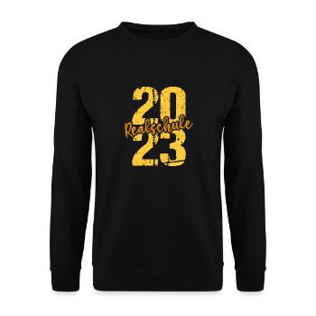 Realschule bestanden Realschulabschluss 2023 - Unisex Pullover - Schwarz - Vorne - Alina (178cm) & Michal (187cm)