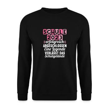 Eine Legende verlässt das Gelände Realschule 2023 - Unisex Pullover - Schwarz - Vorne - Alina (178cm) & Michal (187cm)