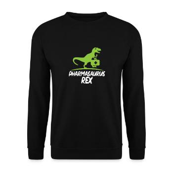 Pharmazeut Pharmasaurus Rex Apotheke Pharma T-Rex - Unisex Pullover - Schwarz - Vorne - Alina (178cm) & Michal (187cm)
