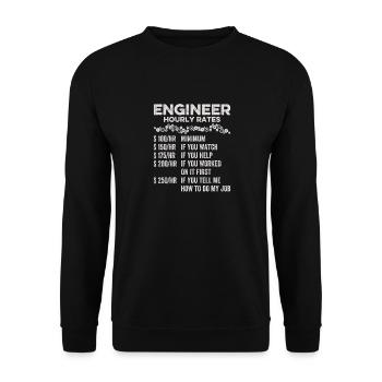 Ingénieur Taux horaire Humour Ingénierie Mécanique - Sweat-shirt Unisexe - noir - Devant - Alina (178cm) & Michal (187cm)