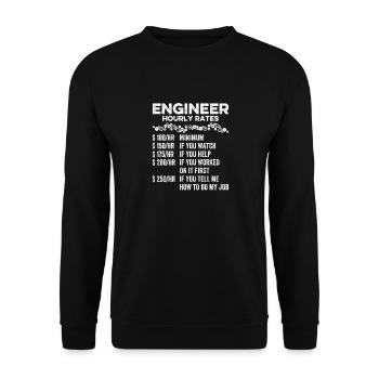 Ingenieur Stundensatz Bauingenieurwesen Maschinenbau - Unisex Pullover - Schwarz - Vorne - Alina (178cm) & Michal (187cm)