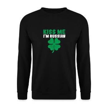Kiss Me I'm Russian Irish St Patricks Day Trinken - Unisex Pullover - Schwarz - Vorne - Alina (178cm) & Michal (187cm)