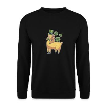 Lustige irische Faultier Llama Kleeblatt St Pat - Unisex Pullover - Schwarz - Vorne - Alina (178cm) & Michal (187cm)
