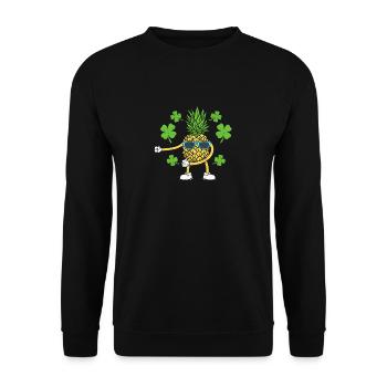 St. Patricks Day Floss Dance Irische Zahnseide - Unisex Pullover - Schwarz - Vorne - Alina (178cm) & Michal (187cm)