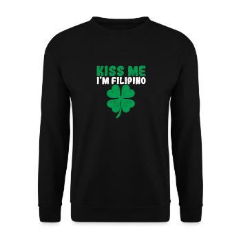 Kiss Me I'm Filipino Irisch St Patricks Day - Unisex Pullover - Schwarz - Vorne - Alina (178cm) & Michal (187cm)