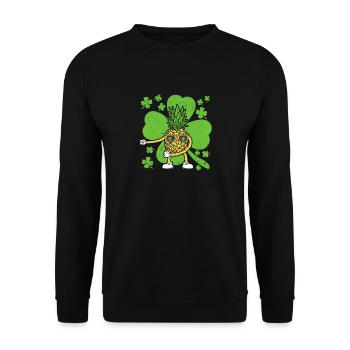 St. Patricks Day Floss Dance Irische Zahnseide - Unisex Pullover - Schwarz - Vorne - Alina (178cm) & Michal (187cm)