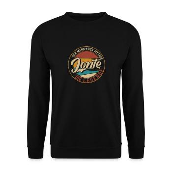 Jonte Der Mann der Mythos die Legende Geschenk - Unisex Pullover - Schwarz - Vorne - Alina (178cm) & Michal (187cm)
