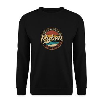 Ruben Der Mann der Mythos die Legende Geschenk - Unisex Pullover - Schwarz - Vorne - Alina (178cm) & Michal (187cm)