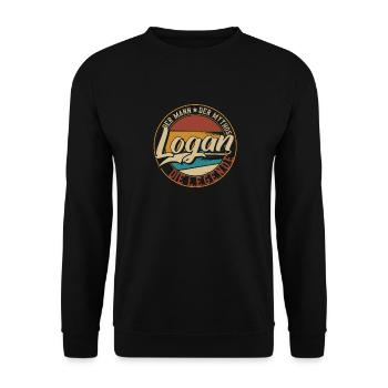 Logan Der Mann der Mythos die Legende Geschenk - Unisex Pullover - Schwarz - Vorne - Alina (178cm) & Michal (187cm)