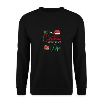 Premier Noël avec ma nouvelle femme chaude Couples mignons - Sweat-shirt Unisexe - noir - Devant - Alina (178cm) & Michal (187cm)