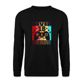 16 Jahre Geburtstagsshirt Zocker Gamer 16. - Unisex Pullover - Schwarz - Vorne - Alina (178cm) & Michal (187cm)