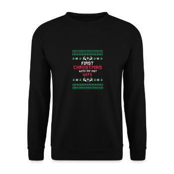 First Christmas With My Hot Wife Holiday Couples - Unisex Sweatshirt - black - Front - Alina (178cm) & Michal (187cm)