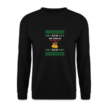 She Jingles My Bells Funny Christmas Couples - Unisex Sweatshirt - black - Front - Alina (178cm) & Michal (187cm)