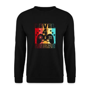 4 Jahre Geburtstagsshirt Jungs Zocker Gamer 4. - Unisex Pullover - Schwarz - Vorne - Alina (178cm) & Michal (187cm)