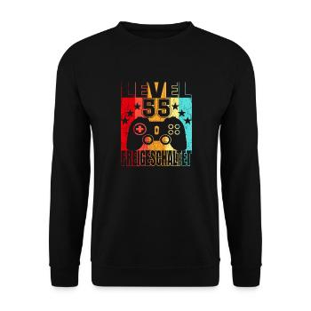 55 Jahre Geburtstagsshirt Zocker Gamer 55. - Unisex Pullover - Schwarz - Vorne - Alina (178cm) & Michal (187cm)