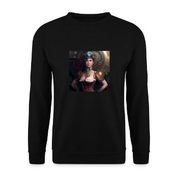 Steampunk Sci-Fi character - Unisex Pullover - Schwarz - Vorne - Alina (178cm) & Michal (187cm)
