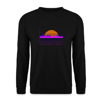 Retrowave Synthwave 80s Design - Unisex Pullover - Schwarz - Vorne - Alina (178cm) & Michal (187cm)