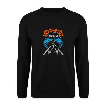 Awesome since 1992. Angel, Angler's birthday - Unisex Sweatshirt - black - Front - Alina (178cm) & Michal (187cm)