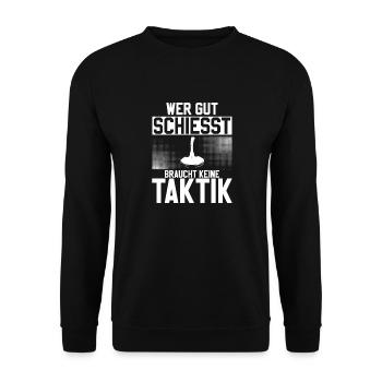 Wer Gut Schießt Braucht Keine Taktik Eis Curling - Unisex Pullover - Schwarz - Vorne - Alina (178cm) & Michal (187cm)