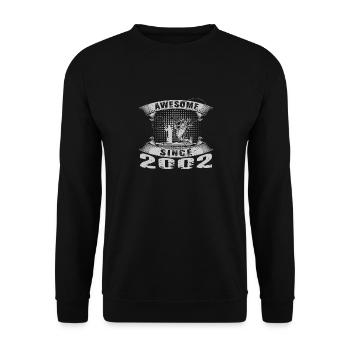 Awesome since 2002. Angel, Angler's birthday - Unisex Sweatshirt - black - Front - Alina (178cm) & Michal (187cm)
