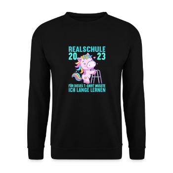 für dieses musste ich lange lernen Realschule 2023 - Unisex Pullover - Schwarz - Vorne - Alina (178cm) & Michal (187cm)